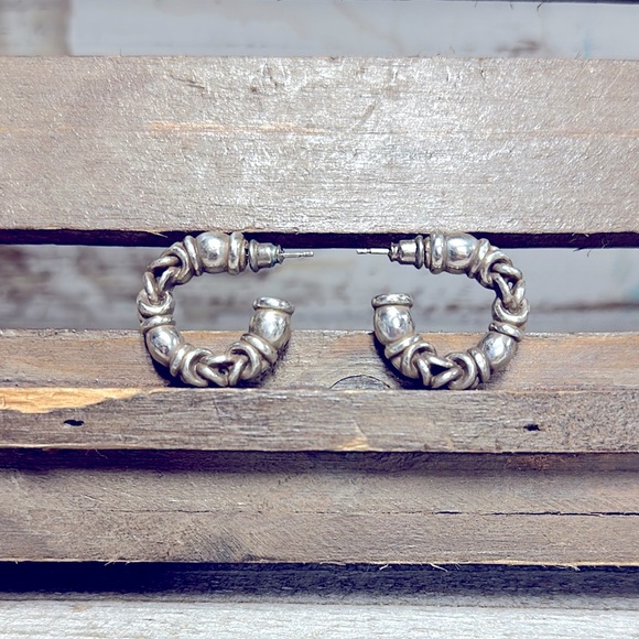 Brighton Jewelry - Brighton great shape Vintage rare chunky hoops post silver plated earrings